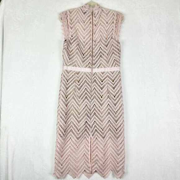 Bardot Imogen Lace Midi Dress Size 10 Pale Blush Cocktail Wedding Guest - Picture 5 of 12